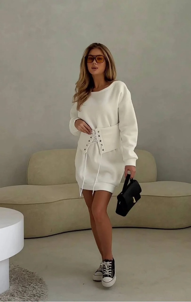 Платье #БШ1677, теплое с флисом, ремень широкий в комплекте