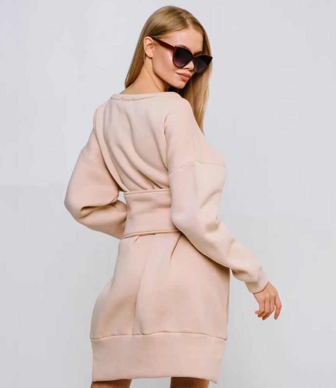 Платье #БШ1677, теплое с флисом, ремень широкий в комплекте