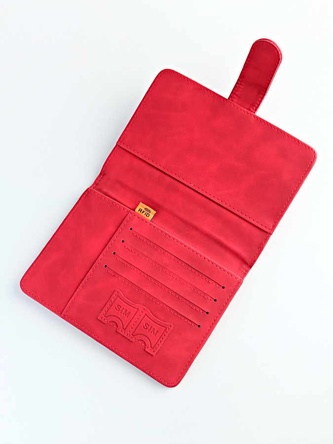 A-116 Обложка на паспорт c кнопкой "Travel 101" (эко-кожа)