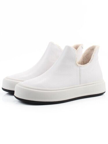 01-XKL24-067R WHITE Ботинки демисезонные женские (натуральная кожа, байка)