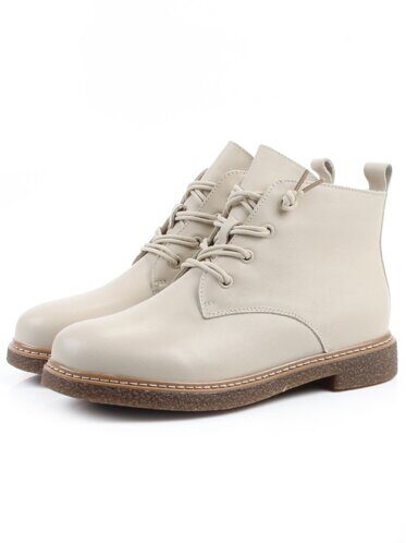 01-XKL24-056R BEIGE Ботинки демисезонные женские (натуральная кожа, байка)