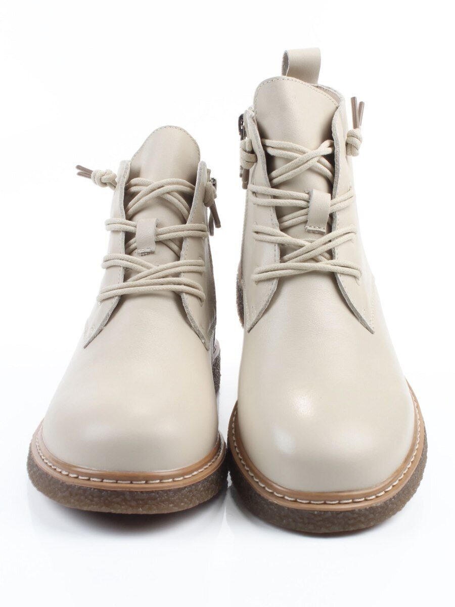 01-XKL24-056R BEIGE Ботинки демисезонные женские (натуральная кожа, байка)