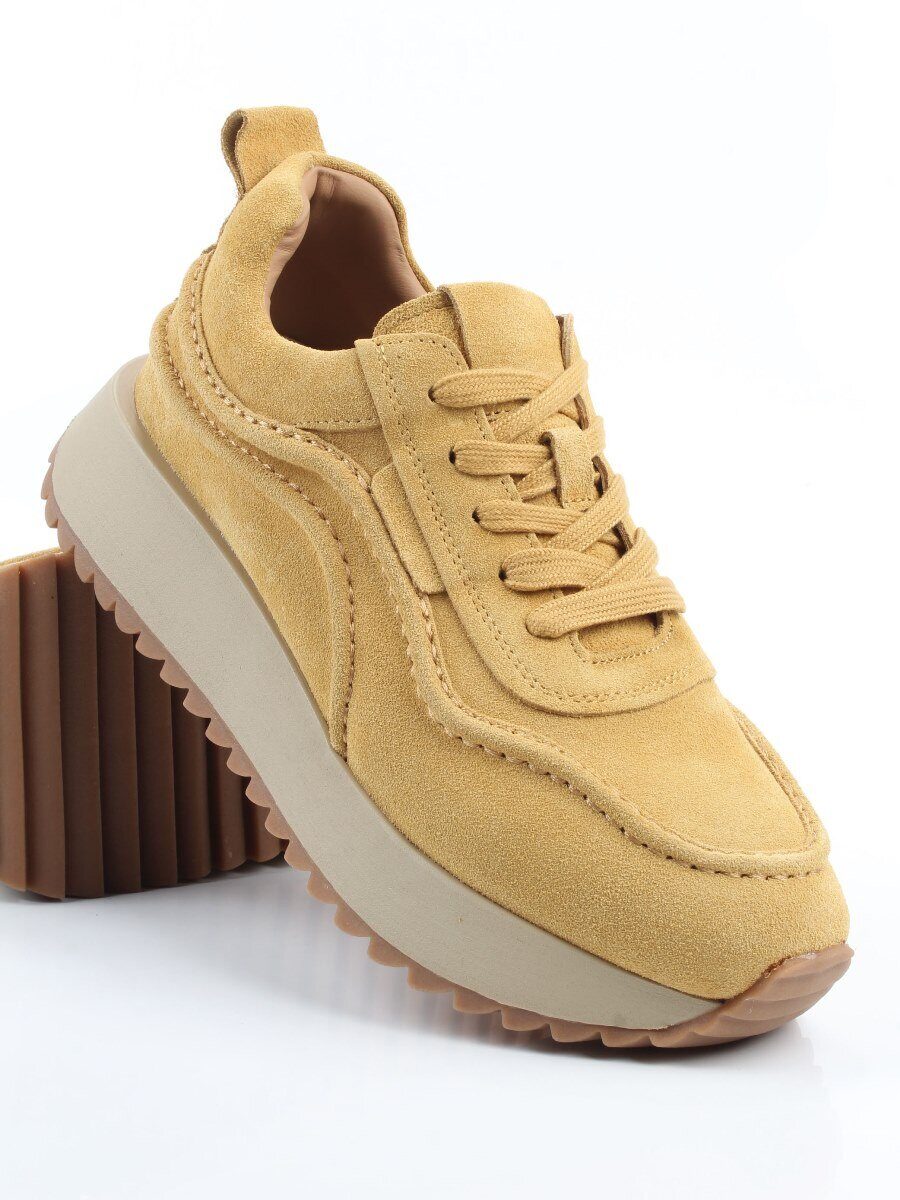04-PDJ88-1 SAND Кроссовки демисезонные женские (натуральная замша, текстиль)