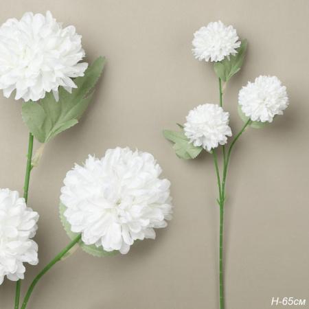 Цветок искусственный БЕЛЫЙ 65 см / ZHQ-3 /уп 200/ 3 бутона
