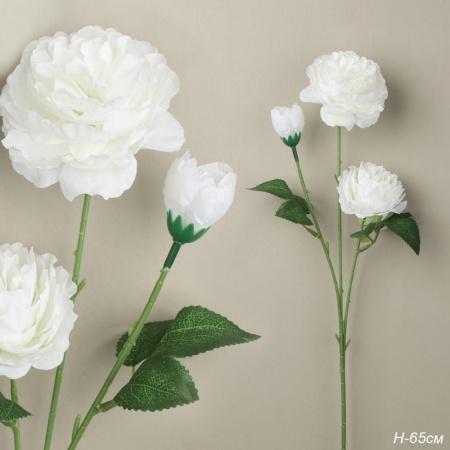 Цветок искусственный БЕЛЫЙ 65 см / ZHQ-2 /уп 200/ 2 больших и 1 маленький