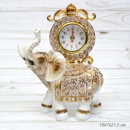 Часы статуэтка Слон 15х21,5 см / 7215W /уп 36/