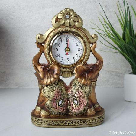 Часы статуэтка Слоны 12х6,5х18 см / 7153B /уп 48/