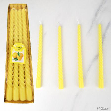Свеча стержень 4 штуки 25 см арома / G-304 /уп 144/ лимон