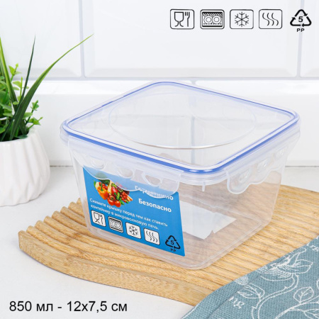 Контейнер квадратный 850 мл / 90389 /уп 18/108/ ДОП