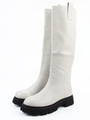 02-E39B-53R MILK Сапоги демисезонные женские (натуральная кожа)