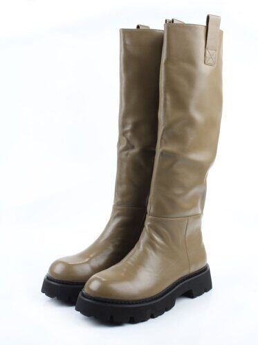 02-E39B-53JN GREEN Сапоги демисезонные женские (натуральная кожа) 