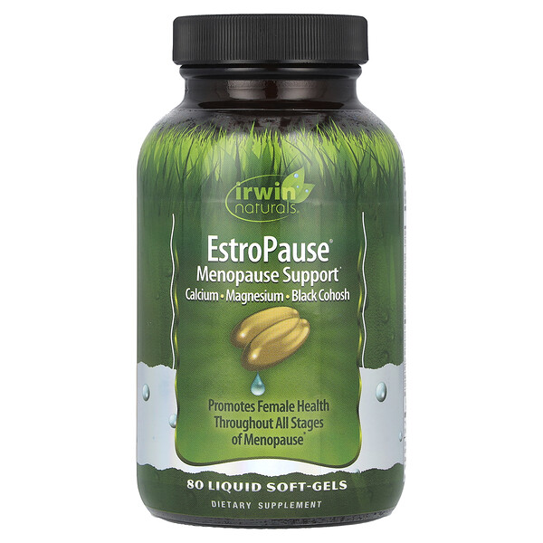Irwin Naturals EstroPause® Комплекс для поддержки при менопаузе, 80 капсул с кальцием, магнием и черным кохошем