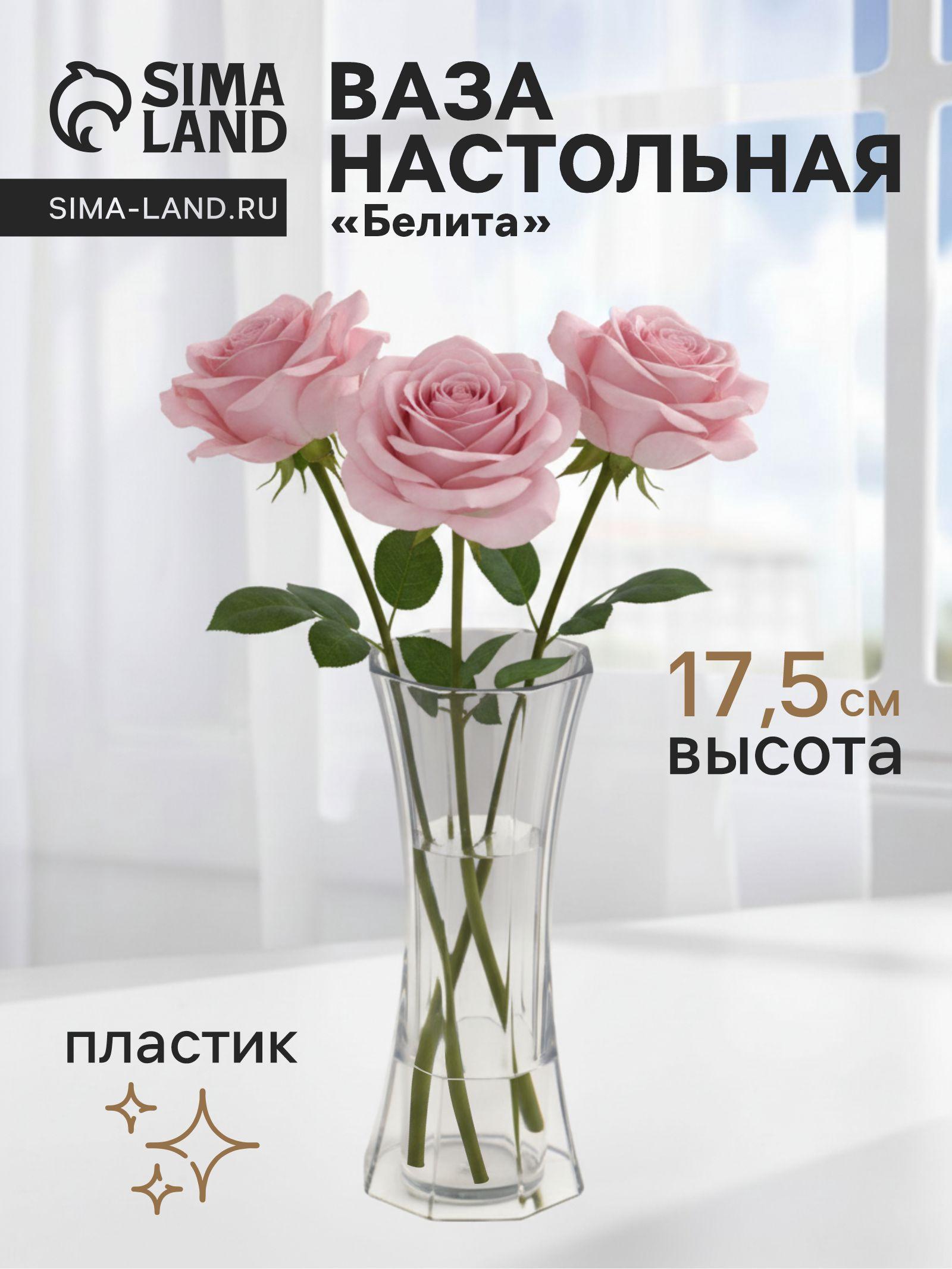 Ваза для цветов «Белита», 17.5×6.5 см, пластик, прозрачная