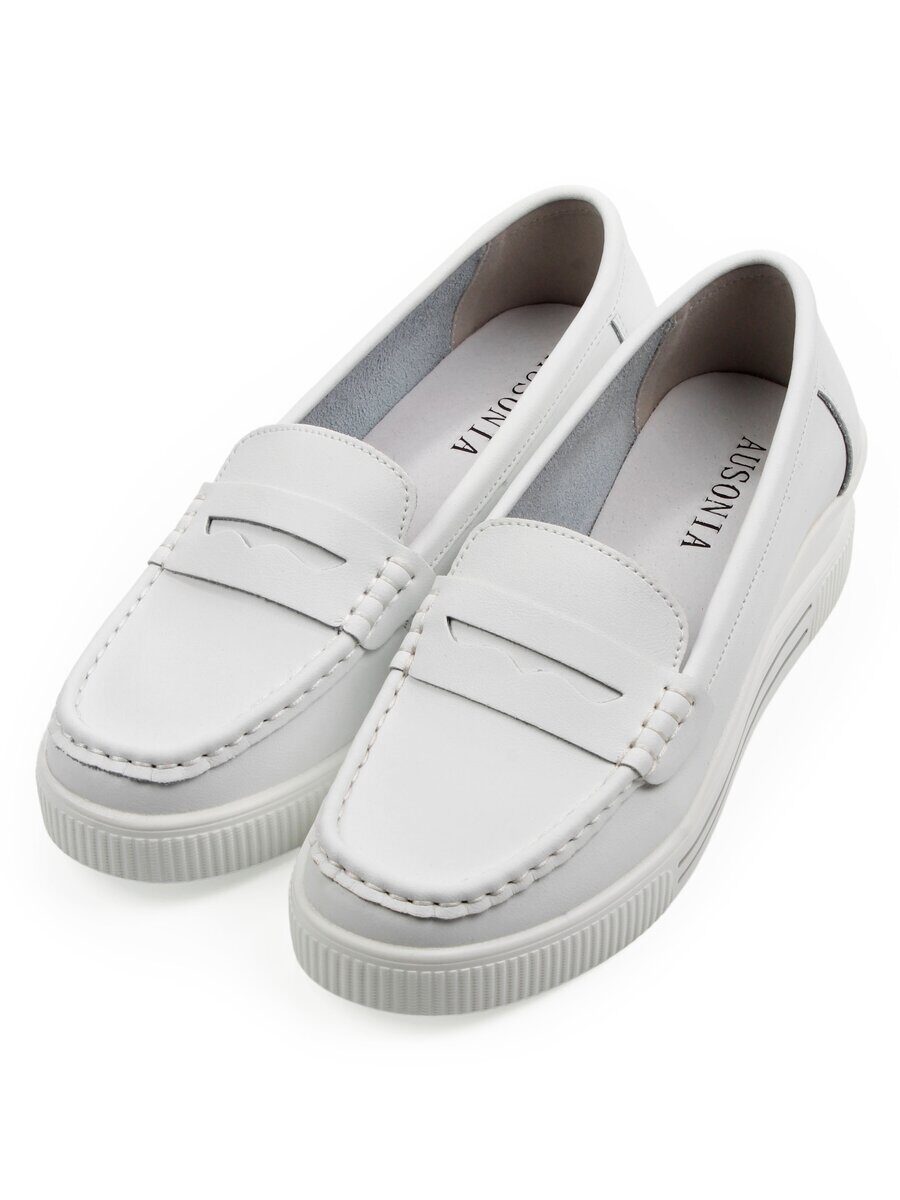 03-YD122-3 WHITE Лоферы женские (натуральная кожа)