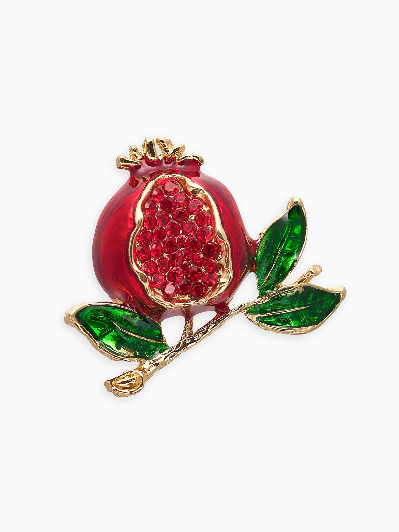 Брошь «Гранат», в разрезе, со стразами, красно-зелёная в золоте