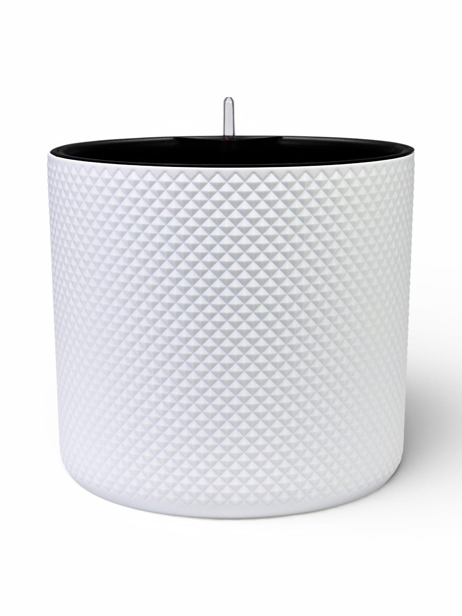 Кашпо для цветов «Фасет», 13.5 л, d=28 см, h=25.5 см, пластиковое, с автополивом, со вставкой, белое