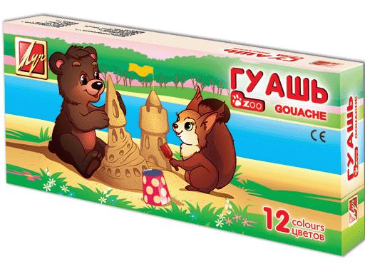 ГУАШЬ 12ЦВ., ЛУЧ "ZOO" 250МЛ, БЛОК-ТАРА, БЕЗ КИСТИ 20С 1356-08