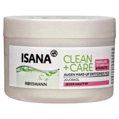 Isana Clean & Care olhaltige Augen Make-up Entferner Pads Подушечки для снятия макияжа с глаз для всех типов кожи 50 шт