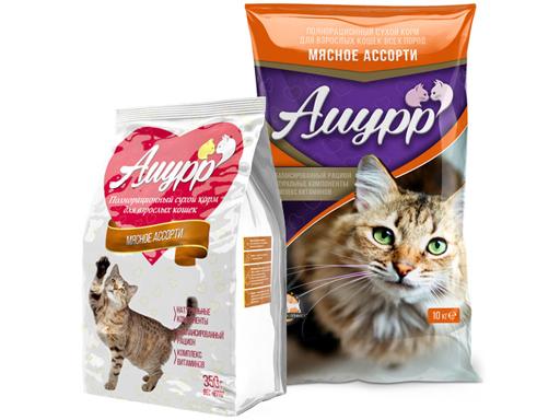 Сухой корм для взрослых кошек "Амурр" Мясное ассорти 10кг.