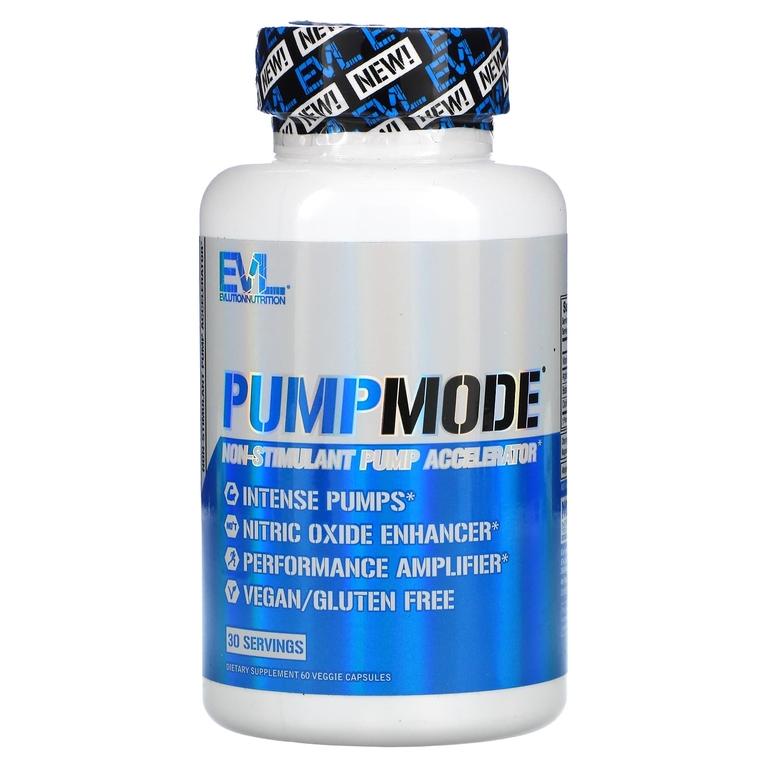 EVLution Nutrition, PumpMode, средство для роста мышц, без стимуляторов, 60 растительных капсул